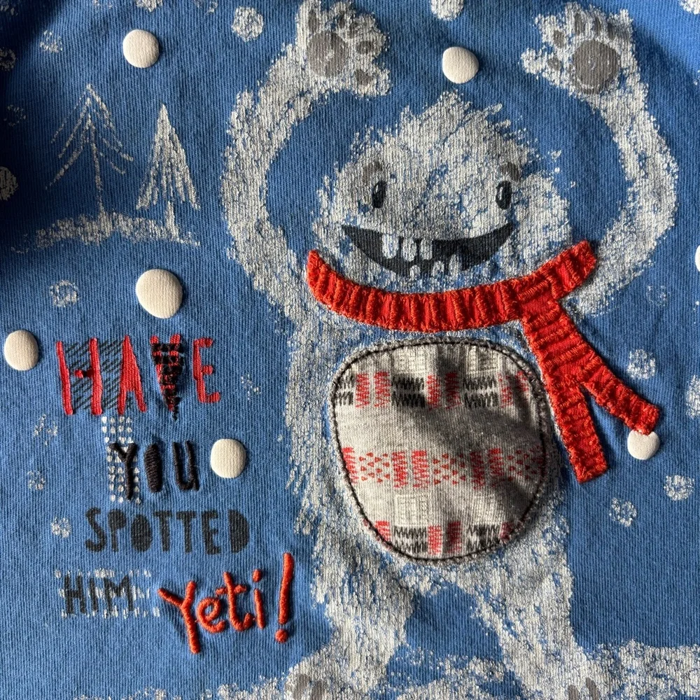 GAP Kids Yeti Graphic Long Sleeve Tee Blue 2T Winter Shirt